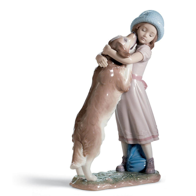 Statuetta Cane Affettuoso Lladrò in porcellana colori pastello 26x18 cm