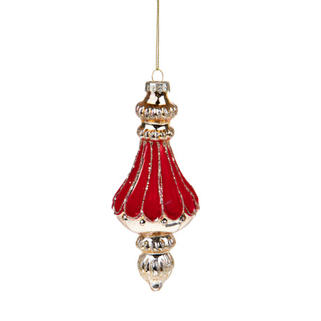 Sfera pendaglio Bianchi Dino in vetro rosso e oro 15,5 cm