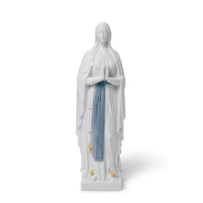Statuina Nostra Signora di Lourdes Lladrò in porcellana lucida 30x9 cm