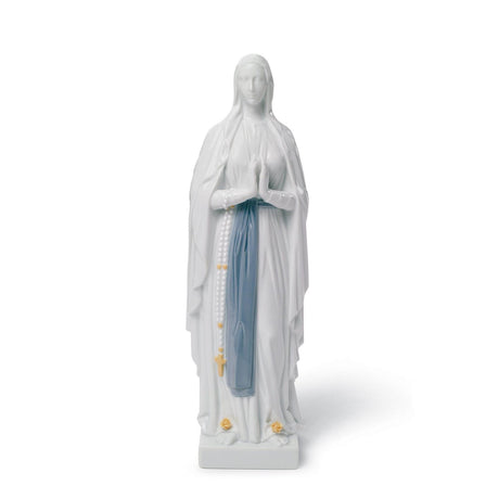 Statuina Nostra Signora di Lourdes Lladrò in porcellana lucida 30x9 cm