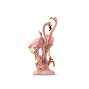 Scultura fenicotteri rosa Lladrò in porcellana 33x15 cm