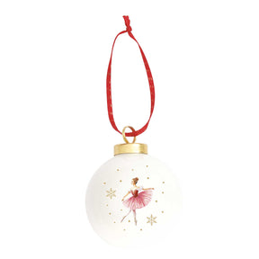 Pallina di Natale Ballerina Easy Life in porcellana decorata 7 cm