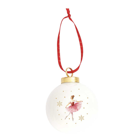 Pallina di Natale Ballerina Easy Life in porcellana decorata 7 cm