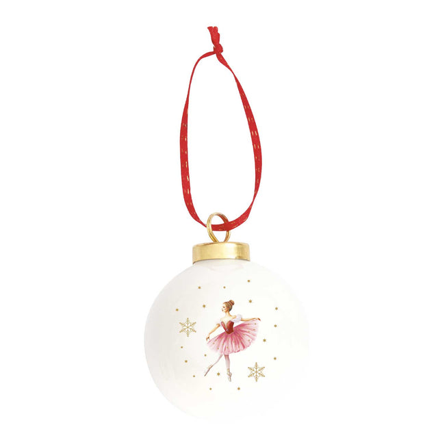 Pallina di Natale Ballerina Easy Life in porcellana decorata 7 cm