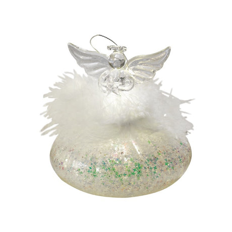 Pendaglio Angelo di Natale Mascagni Casa in vetro con luci LED 12,5 cm