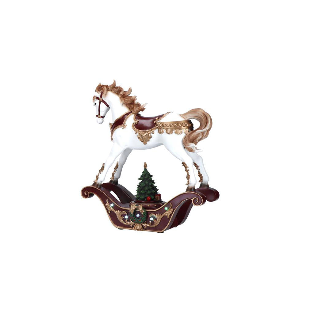 Cavallo a dondolo Timstor in poliresina con luci LED 37x33 cm