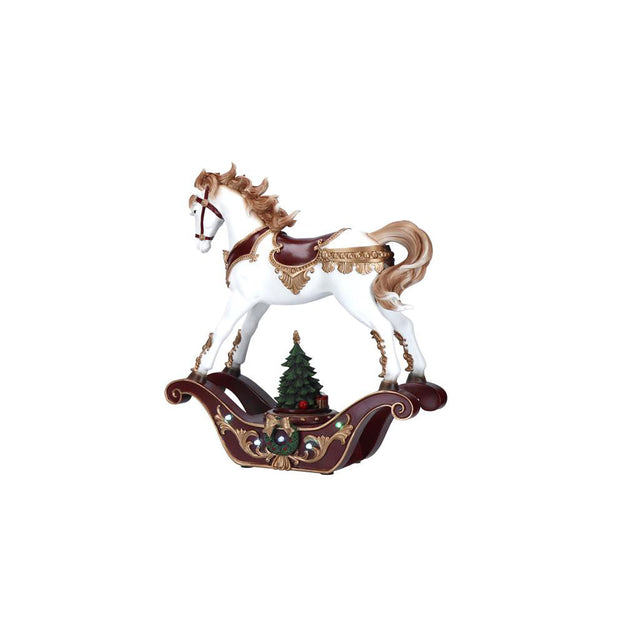 Cavallo a dondolo Timstor in poliresina con luci LED 37x33 cm