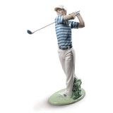 Statuetta Campione di Golf Lladrò in porcellana dai toni pastello 45x26 cm