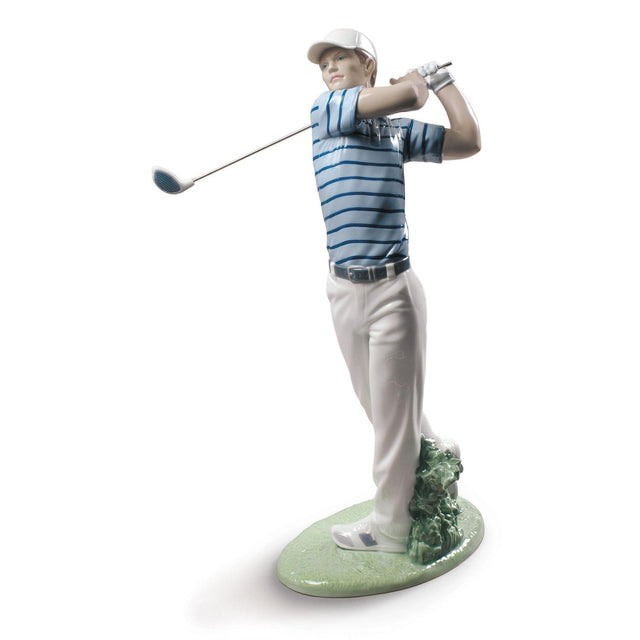 Statuetta Campione di Golf Lladrò in porcellana dai toni pastello 45x26 cm