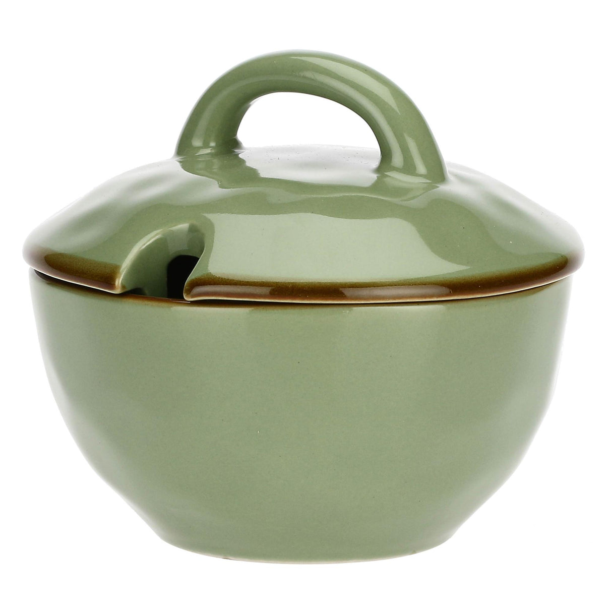 Zuccheriera Concerto Rose & Tulipani in stoneware verde oliva 11 cm