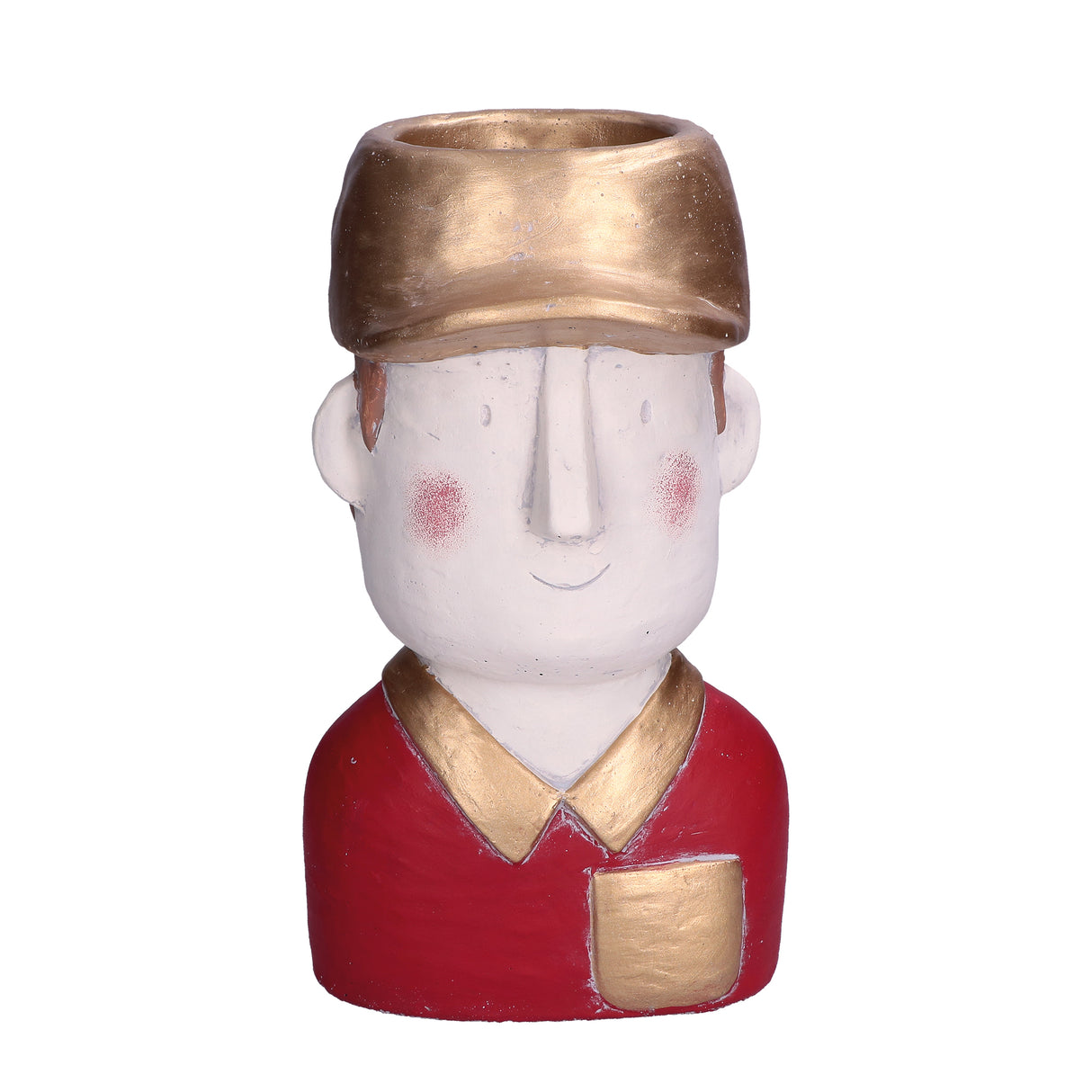 Portavaso Babbo Snob Rituali Domestici in cemento rosso e oro 30 cm