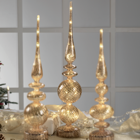 Puntale di Natale Mascagni Casa in vetro 50 cm con luci LED oro