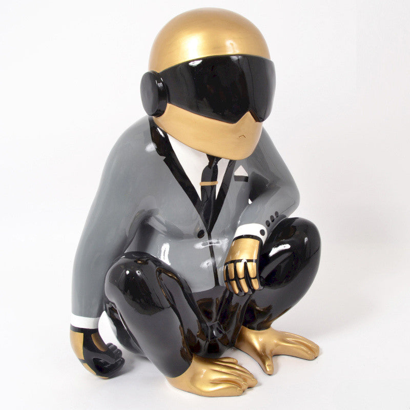 Scultura Space Singe Starboy Drimmer in ceramica con visiera 58 cm