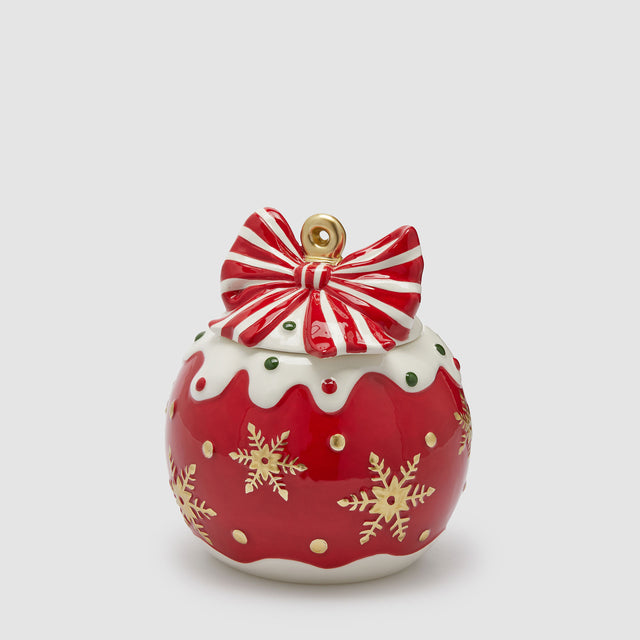Contenitore pallina di Natale EDG in ceramica dipinta a mano 21x18,5 cm