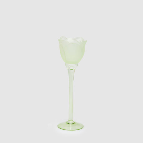 Portacandela Tulipano EDG in vetro satinato verde 28x8,5 cm