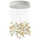 Lampadario Niagara Lladrò in porcellana con fibra ottica 210x135 cm oro