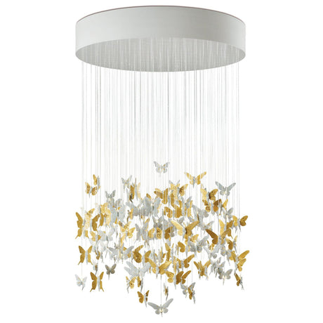 Lampadario Niagara Lladrò in porcellana con fibra ottica 210x135 cm oro