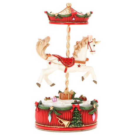 Carosello natalizio Timstor con cavallo a dondolo e movimento 21 cm