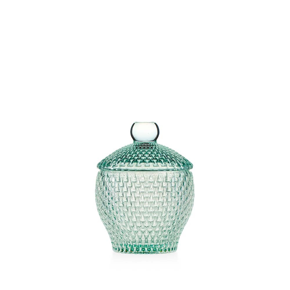 Scatola portabonbon Emò Italia in vetro verde 13,5x10,5 cm