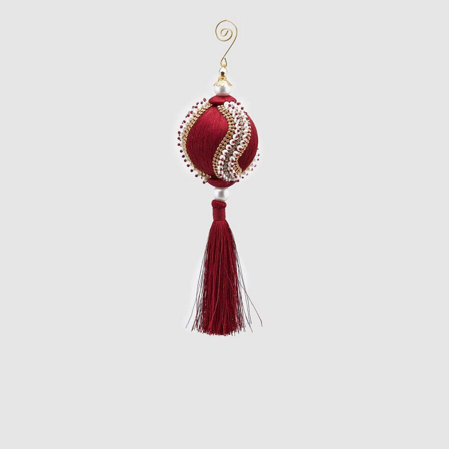Sfera albero di Natale EDG in velluto con nappa decorativa 8x28 cm