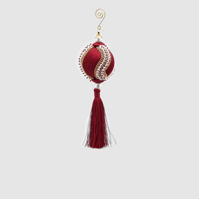 Sfera albero di Natale EDG in velluto con nappa decorativa 8x28 cm