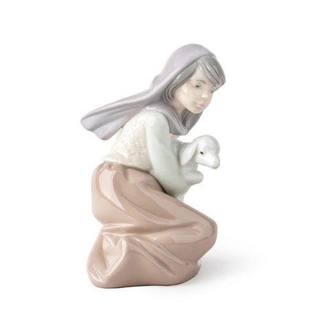 Statuina Pastorello Natività Lladrò in porcellana decorata 14x8 cm