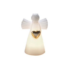 Candela angelo Mascagni Casa con LED e cuore oro 12 cm