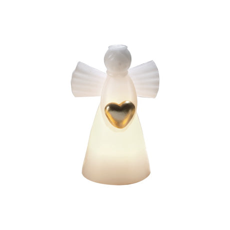 Candela angelo Mascagni Casa con LED e cuore oro 12 cm