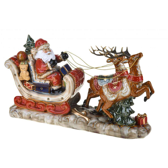 Statuina Babbo Natale con slitta Bianchi Dino in porcellana 45 cm