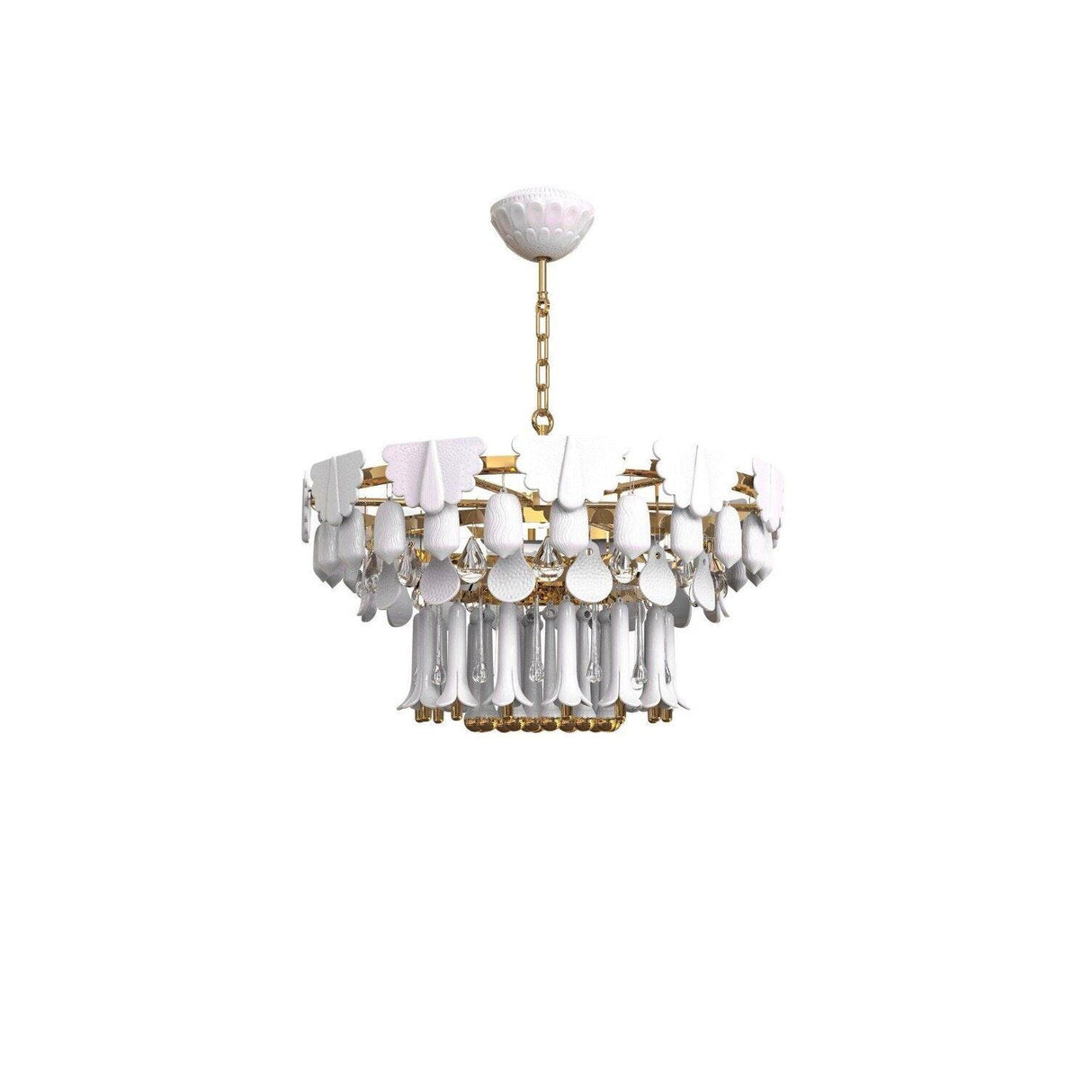 Lampada a sospensione Seasons Lladrò in porcellana decorata 48x70 cm
