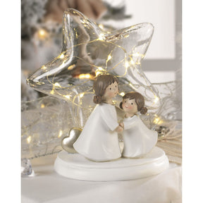 Decorazione bimbe con stella Mascagni in resina con luci LED 17 cm