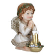 Statuina Angelo Putto che Prega Timstor in resina con LED 18,5 cm
