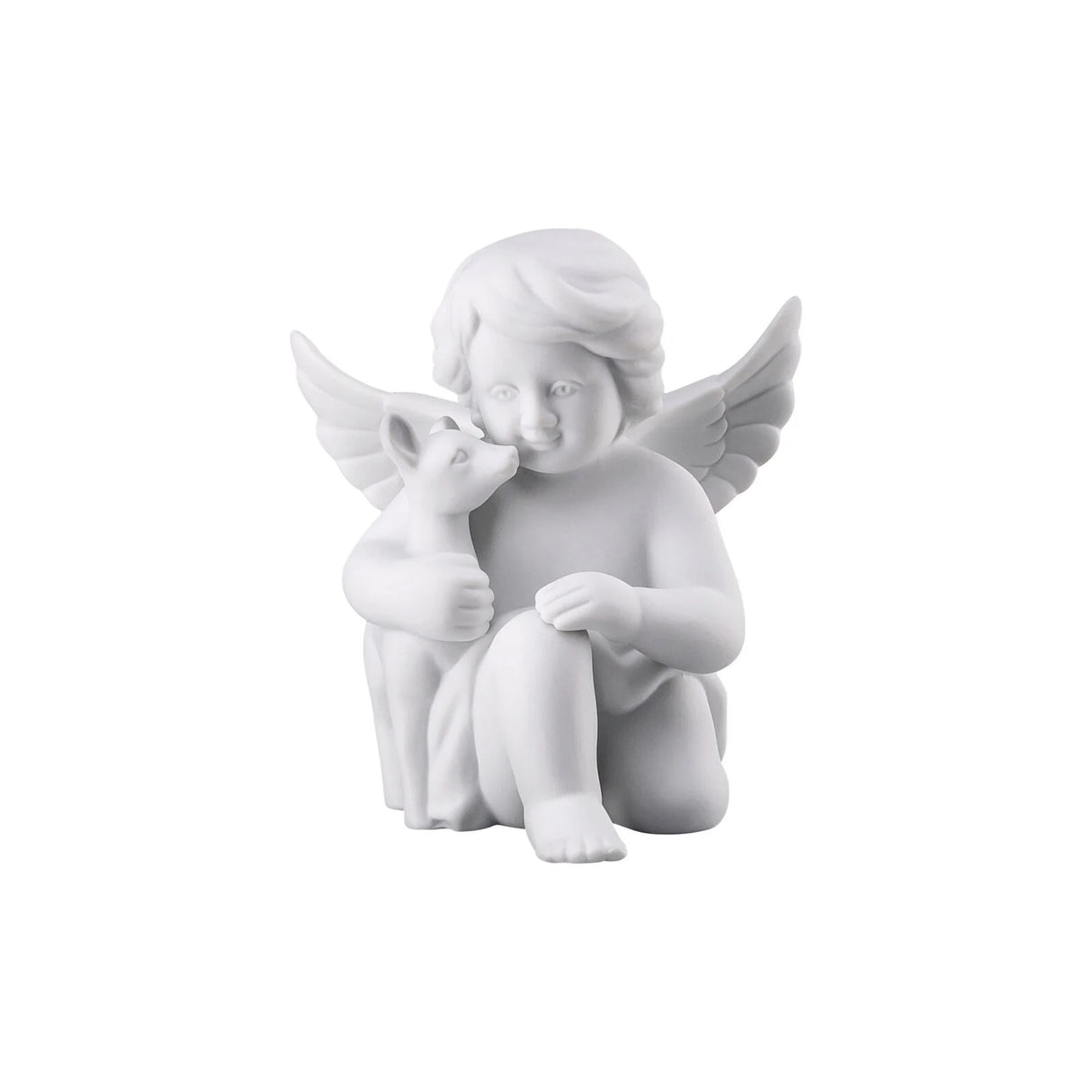 Statuina Angioletto con Cerbiatto Rosenthal in porcellana 10x9 cm