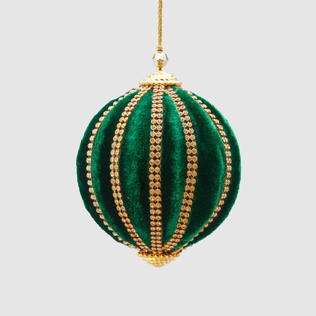 Pallina di Natale EDG in velluto verde e oro 10 cm