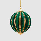 Pallina di Natale EDG in velluto verde e oro 10 cm
