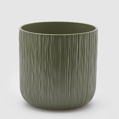 Vaso Gen EDG in ceramica verde con lavorazione plissé 24x24 cm