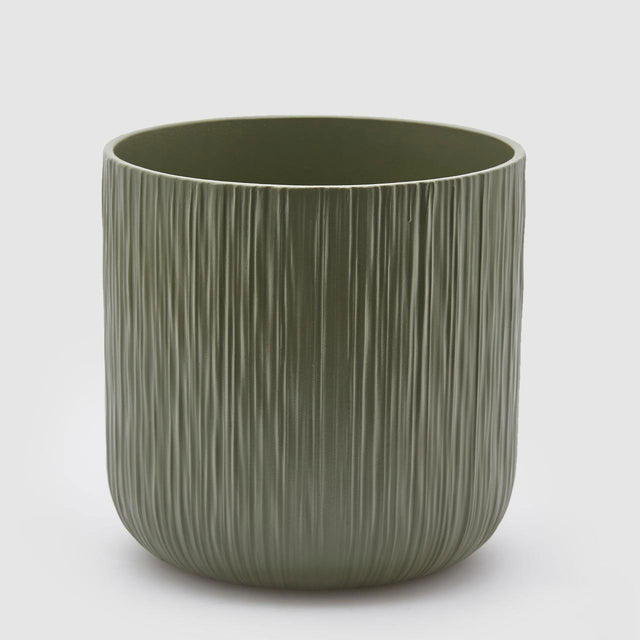 Vaso Gen EDG in ceramica verde con lavorazione plissé 24x24 cm