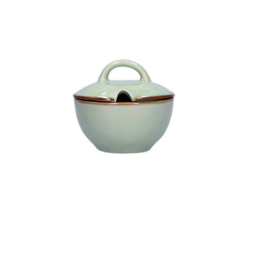 Zuccheriera Concerto Rose & Tulipani in stoneware con bordo dorato 11 cm