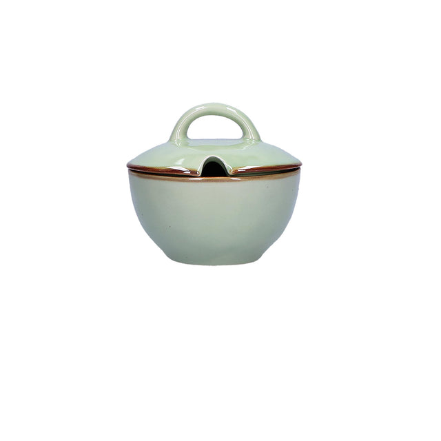Zuccheriera Concerto Rose & Tulipani in stoneware con bordo dorato 11 cm