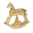 Cavallo a dondolo Noel in poliresina decorazione color oro 18,5 cm