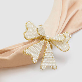 Set 6 legatovaglioli Fiocco EDG con perline bianche 6 cm