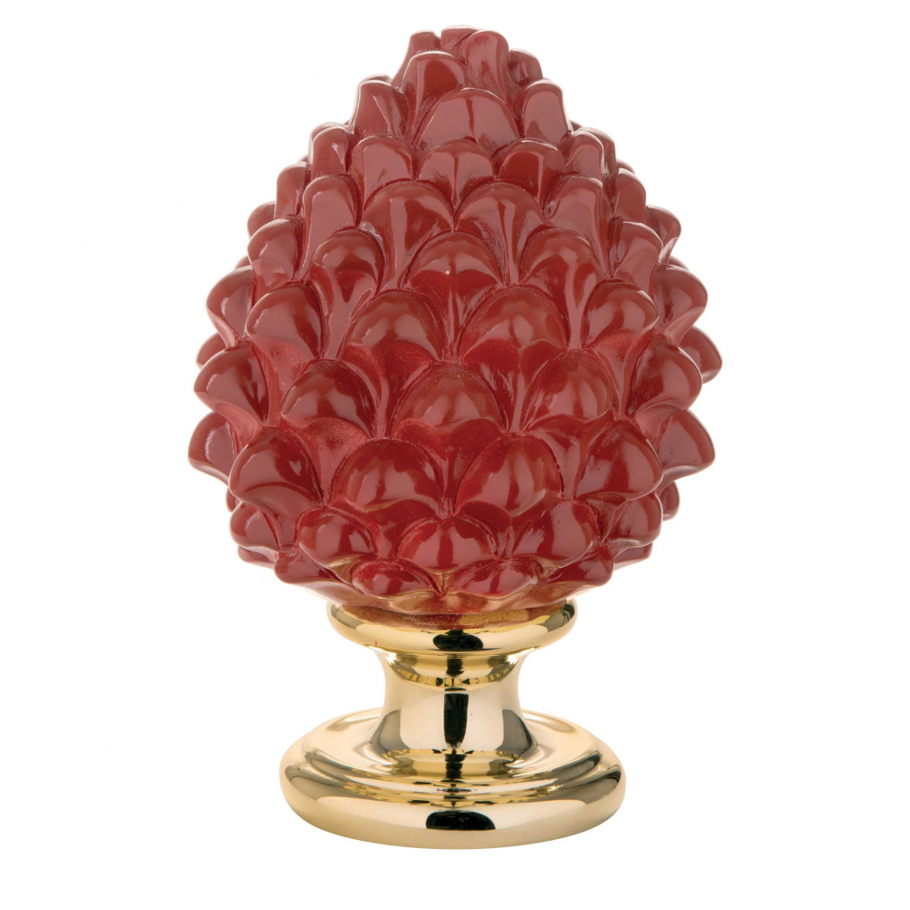 Pigna siciliana Bongelli Preziosi in marmorino rosso e oro 17 cm