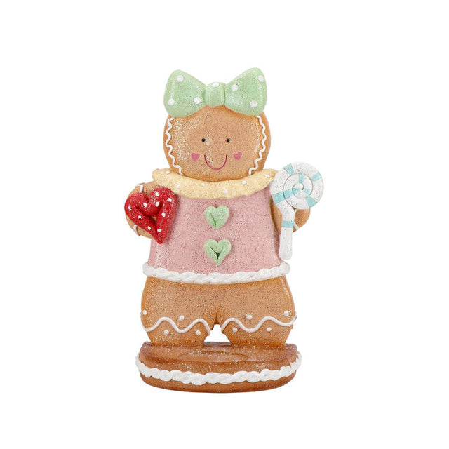Omino di Pan di Zenzero Timstor in poliresina decorazione natalizia 20,5 cm