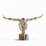 Scultura uomo Drimmer in poliresina bianca con decori multicolore 28x49 cm