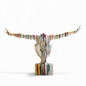 Scultura uomo Drimmer in poliresina bianca con decori multicolore 28x49 cm