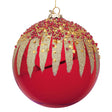 Sfera di Natale Firework Bizzotto in vetro rosso con glitter oro 15 cm