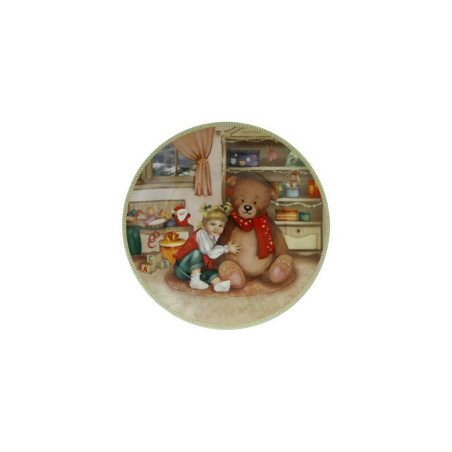Piattino Cuccioli Bimba Orsetto Brandani in porcellana decorata 19 cm