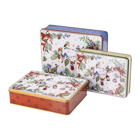 Set 3 scatole biscotti Hutschenreuther in porcellana rettangolari decorate