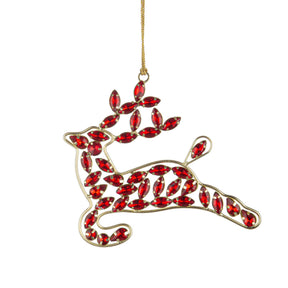 Pendaglio renna Bizzotto in metallo rosso con dettagli dorati 12x14 cm