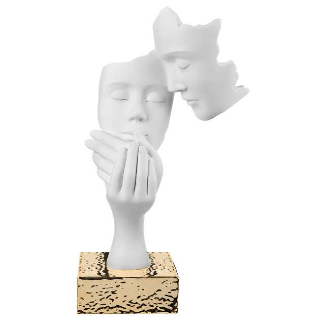 Scultura coppia innamorati Bongelli Preziosi in marmorino base oro 39 cm